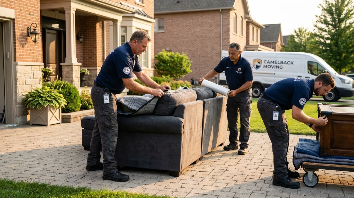 Large estate moving crew wrapping furniture in Lesage, WV